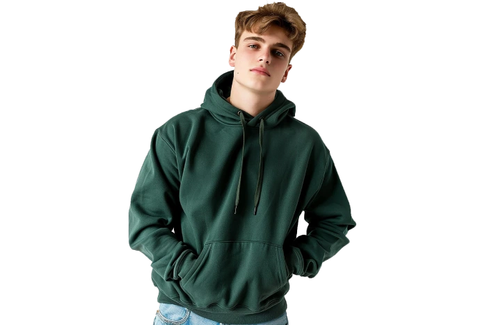 green hoodie